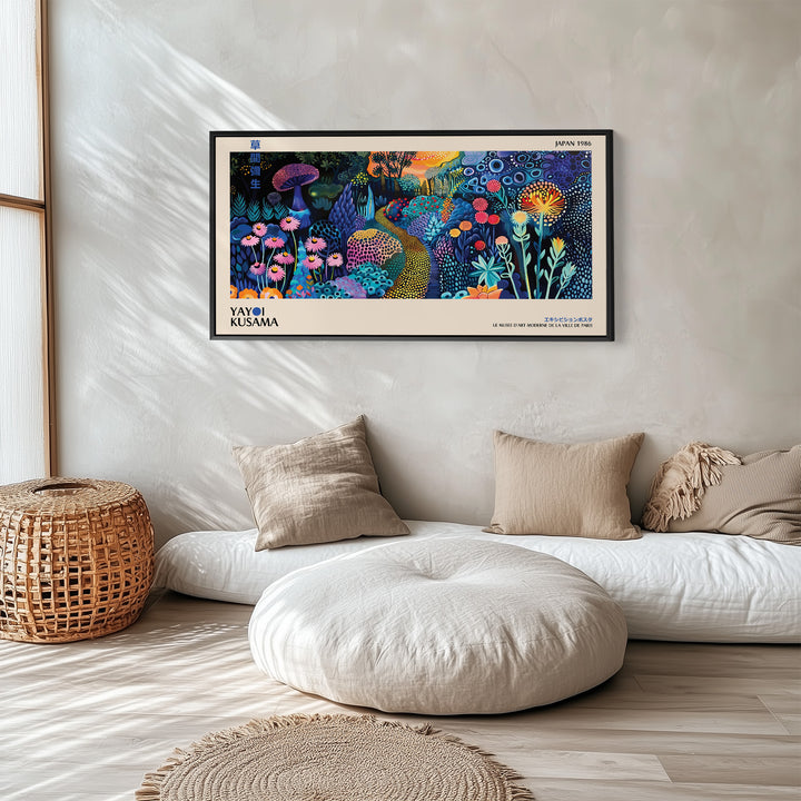 Yayoi Kusama Large Wall Art Night Garden With Dotted Path Extra Wide Canvas For Hallway