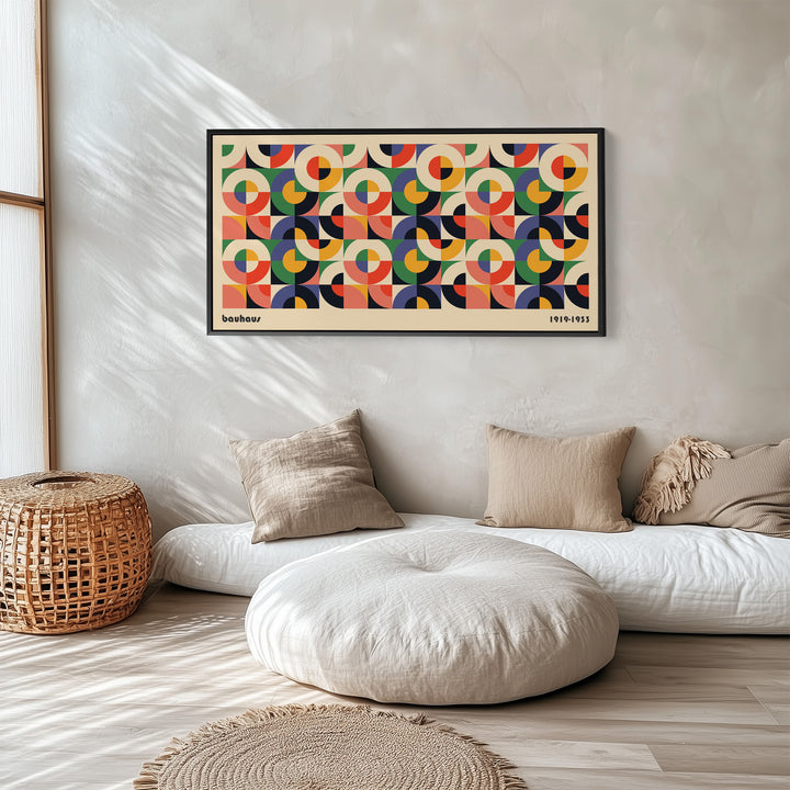 Bauhaus Long Wall Art Circular Segment Grid Horizontal Canvas Print For Living Room