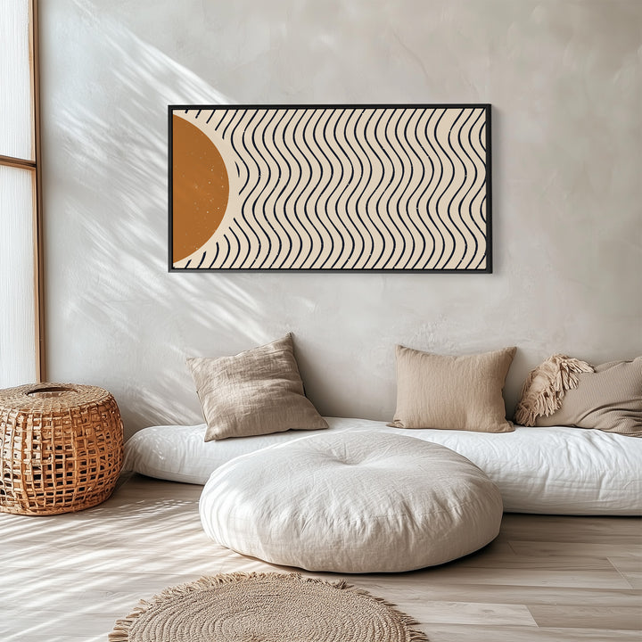Wide Wall Art Abstract Wavy Line Pattern Extra Wide Canvas For Office