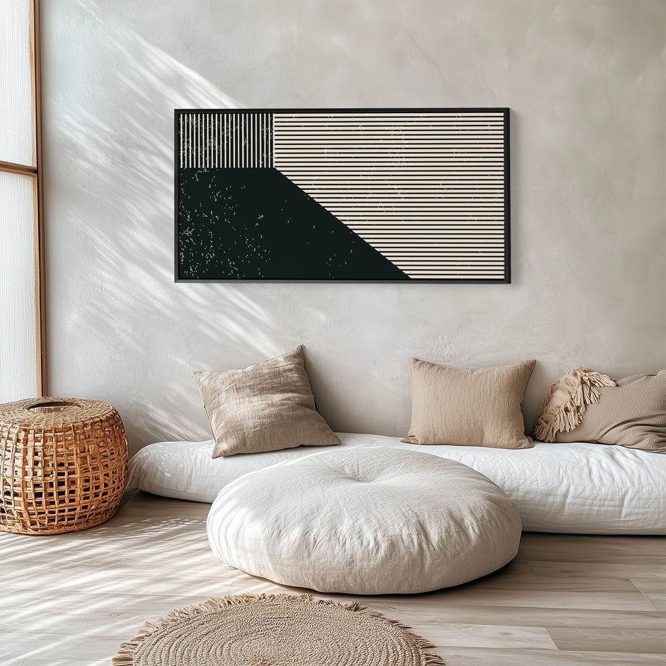 Wide Wall Art Geometric Stripe Layout Oversized Wall Decor Office