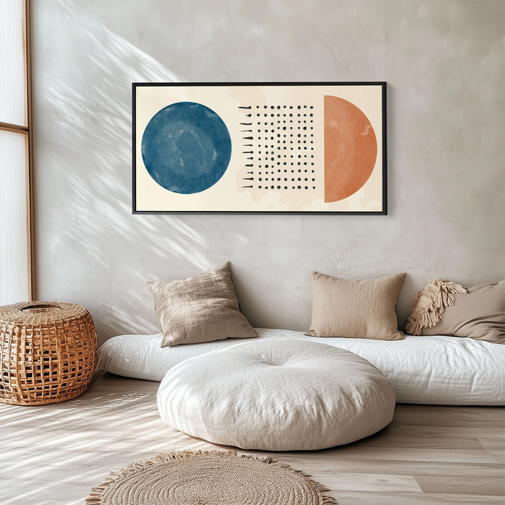 Large Wall Art Circle And Dot Layout Panoramic Canvas Print Living Room