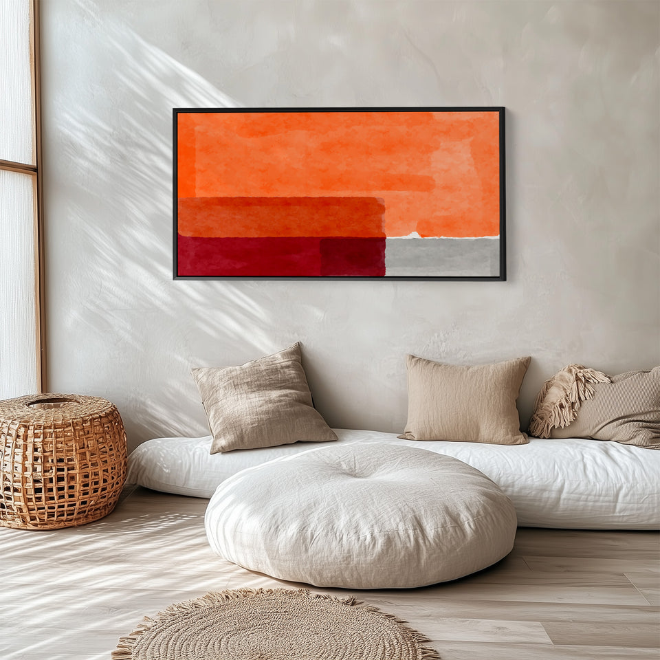 Art Mural Long Champs de Couleurs Abstraits Impression sur Toile Horizontale Salon