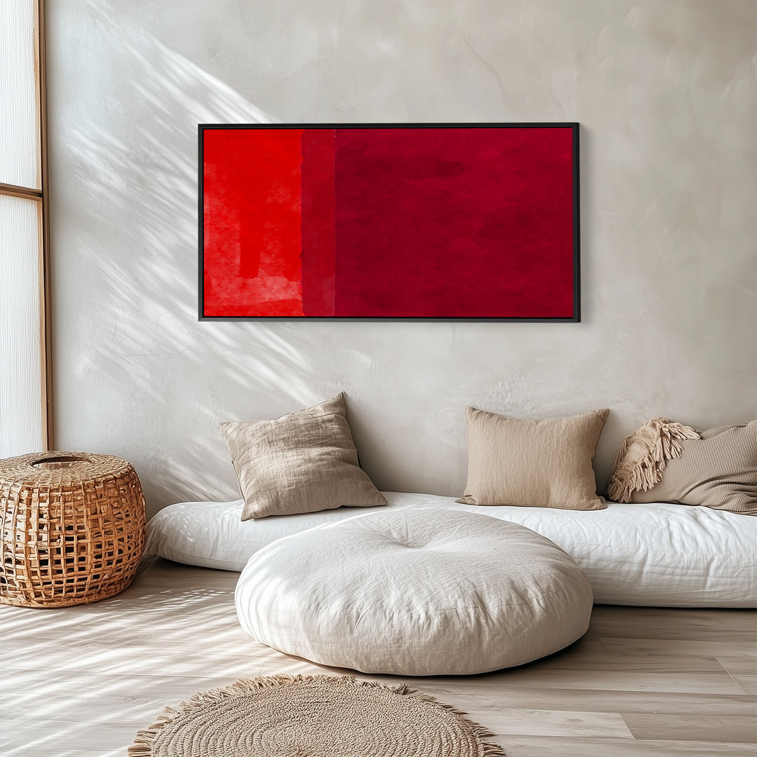 Horizontal Wall Art Red Colour Field Oversized Wall Decor Bedroom