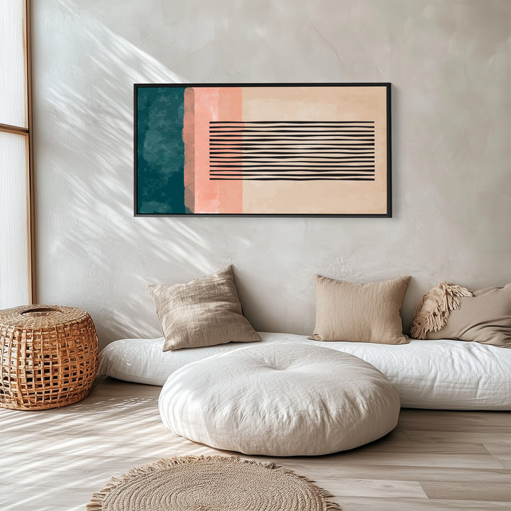 Wide Wall Art Abstract Bands Horizontal Canvas Print For Office