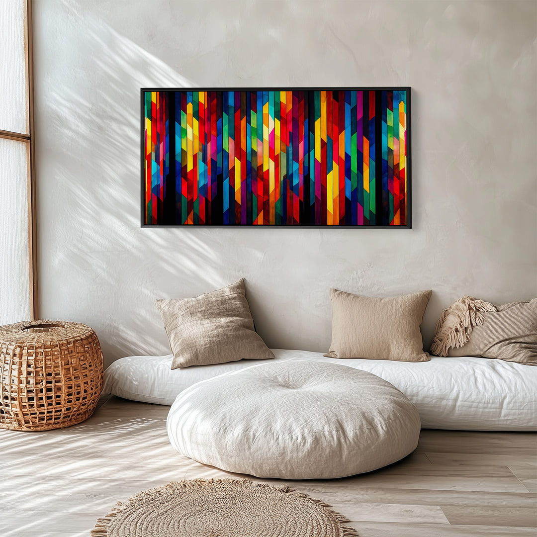 Horizontal Wall Art Colourful Geometric Pattern Statement Wall Decor Living Room