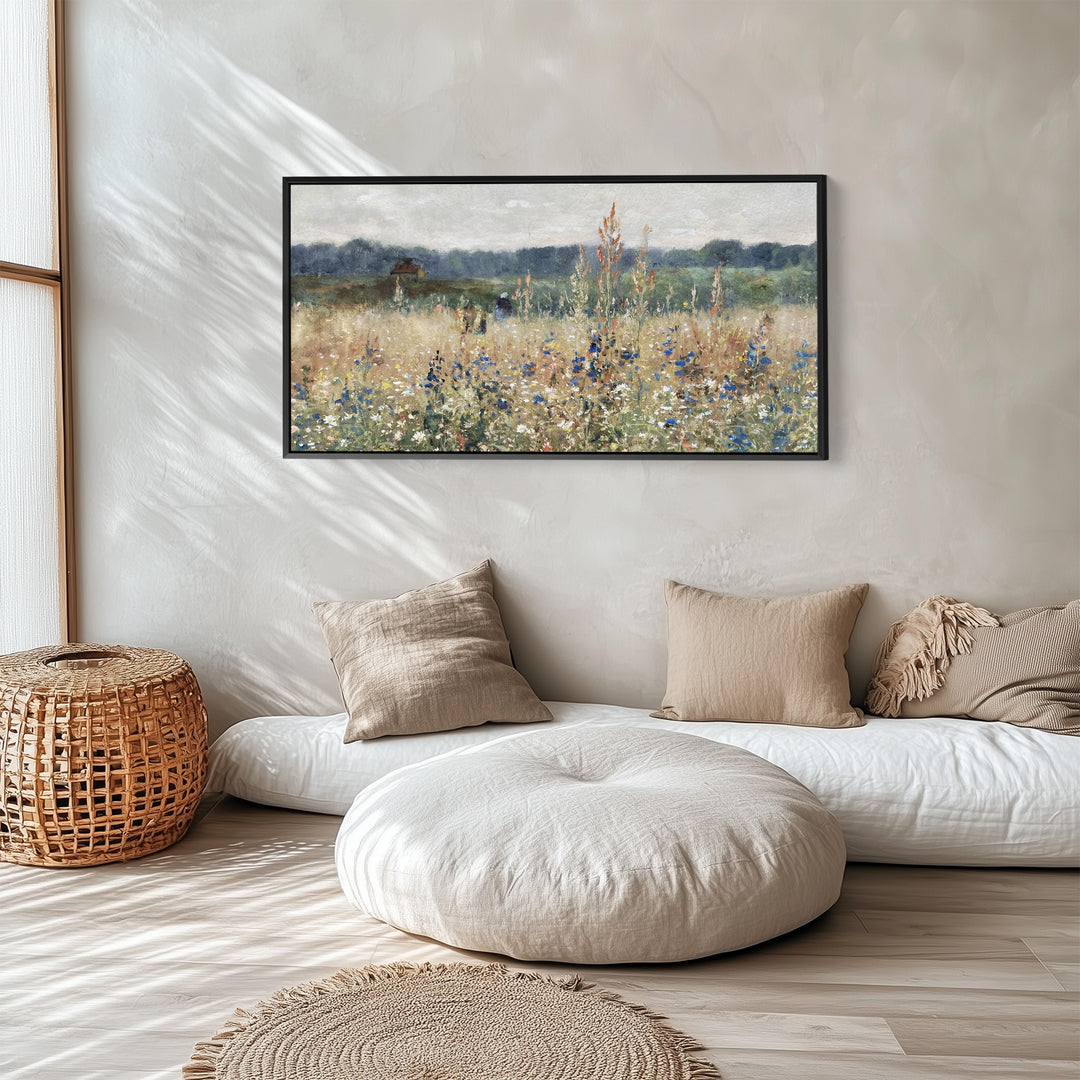 Wide Canvas Countryside Wildflower Field Extra Wide Canvas For Hallway