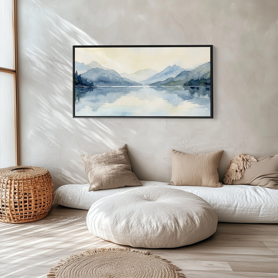 Misty Lake Mountains Wide Canvas Oversized Wall Decor Living Room