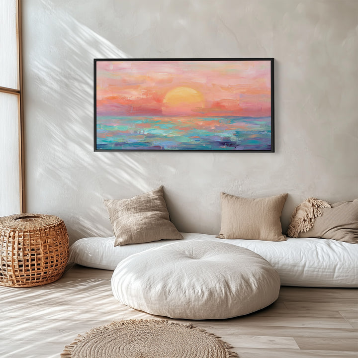 Pastel Sunset Large Wall Art Horizontal Canvas Print Kitchen