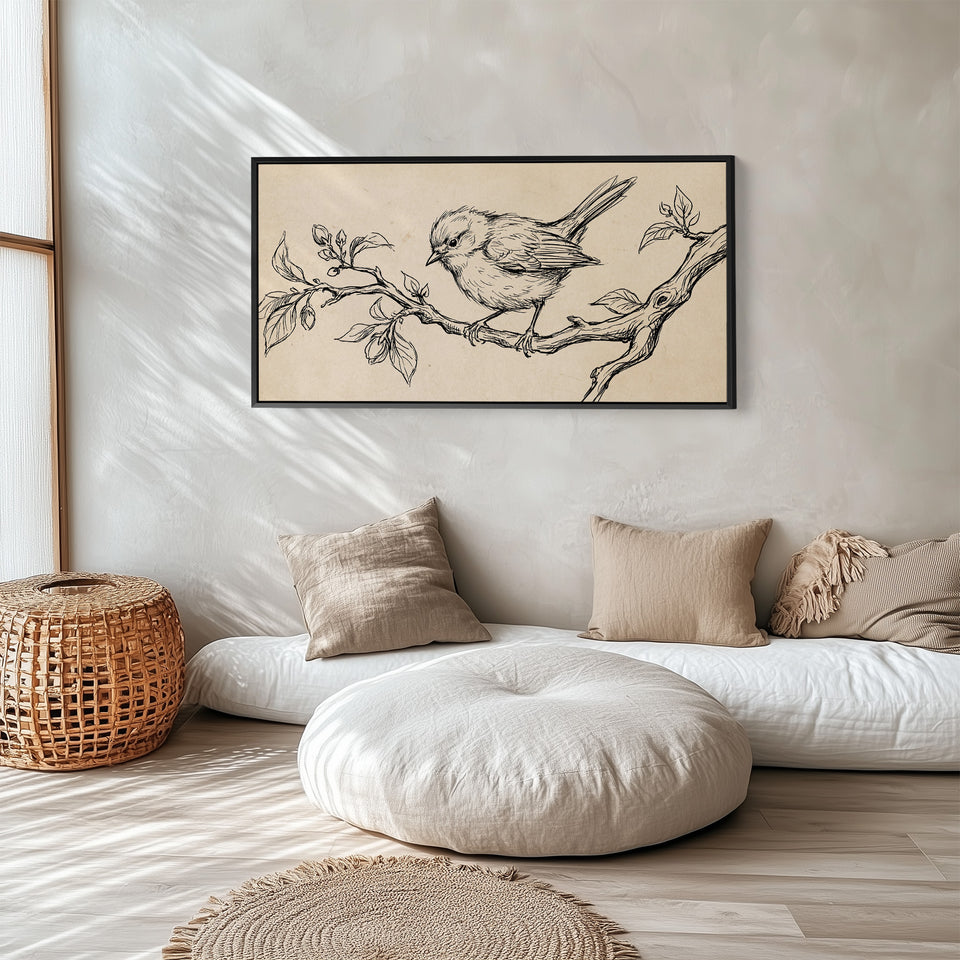 Bird Line Drawing Large Wall Art Statement Wall Decor For Bedroom