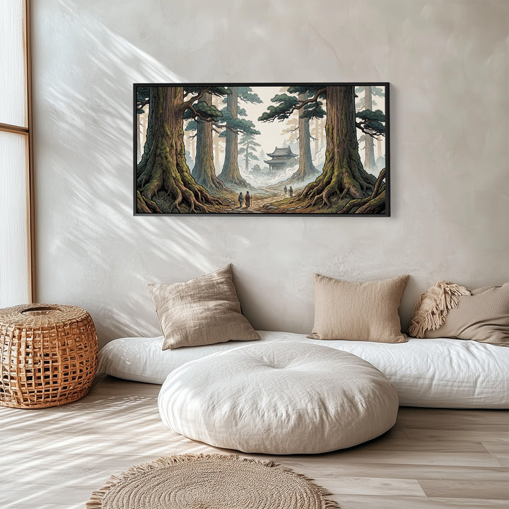Japanese Forest Temple Horizontal Wall Art Statement Wall Decor For Living Room