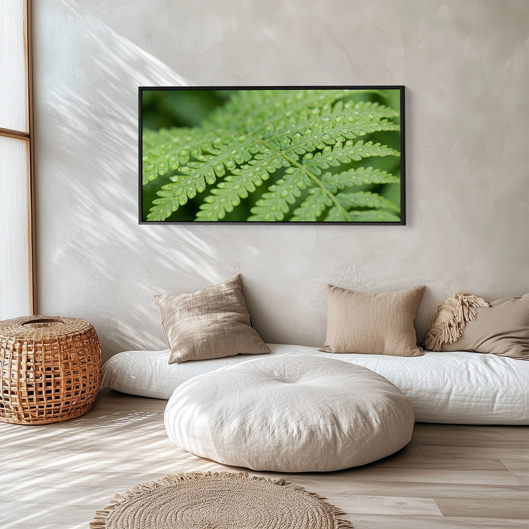 Botanical Detail Horizontal Wall Art Fern Leaf Horizontal Canvas Print For Bedroom