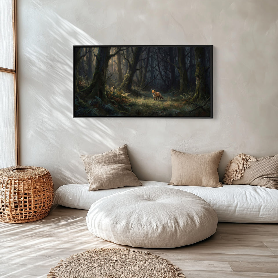 Forest Fox Above Bed Wall Art Framed Canvas Print For Living Room
