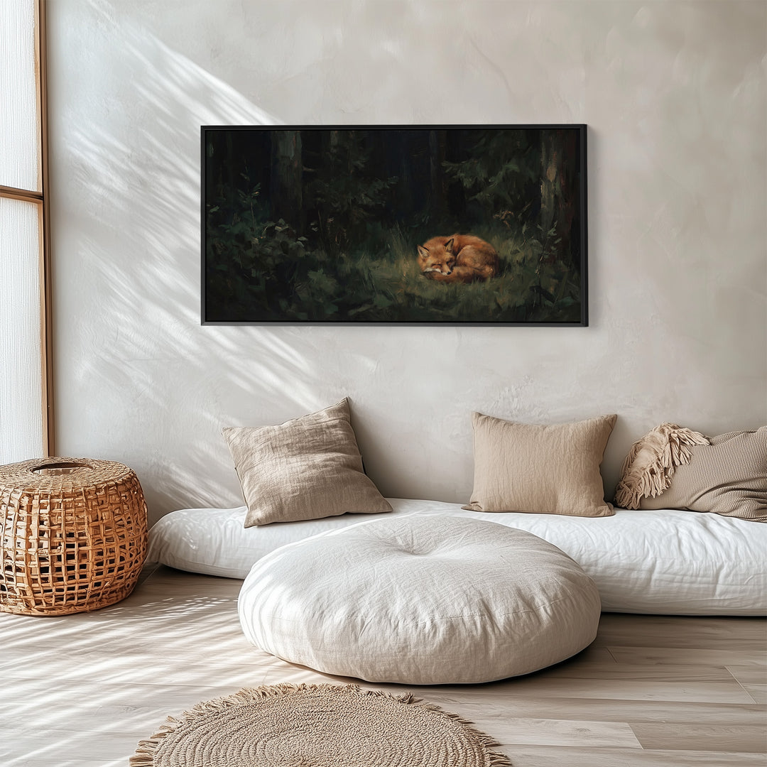 Sleeping Fox Wall Art Panoramic Canvas Print For Bedroom