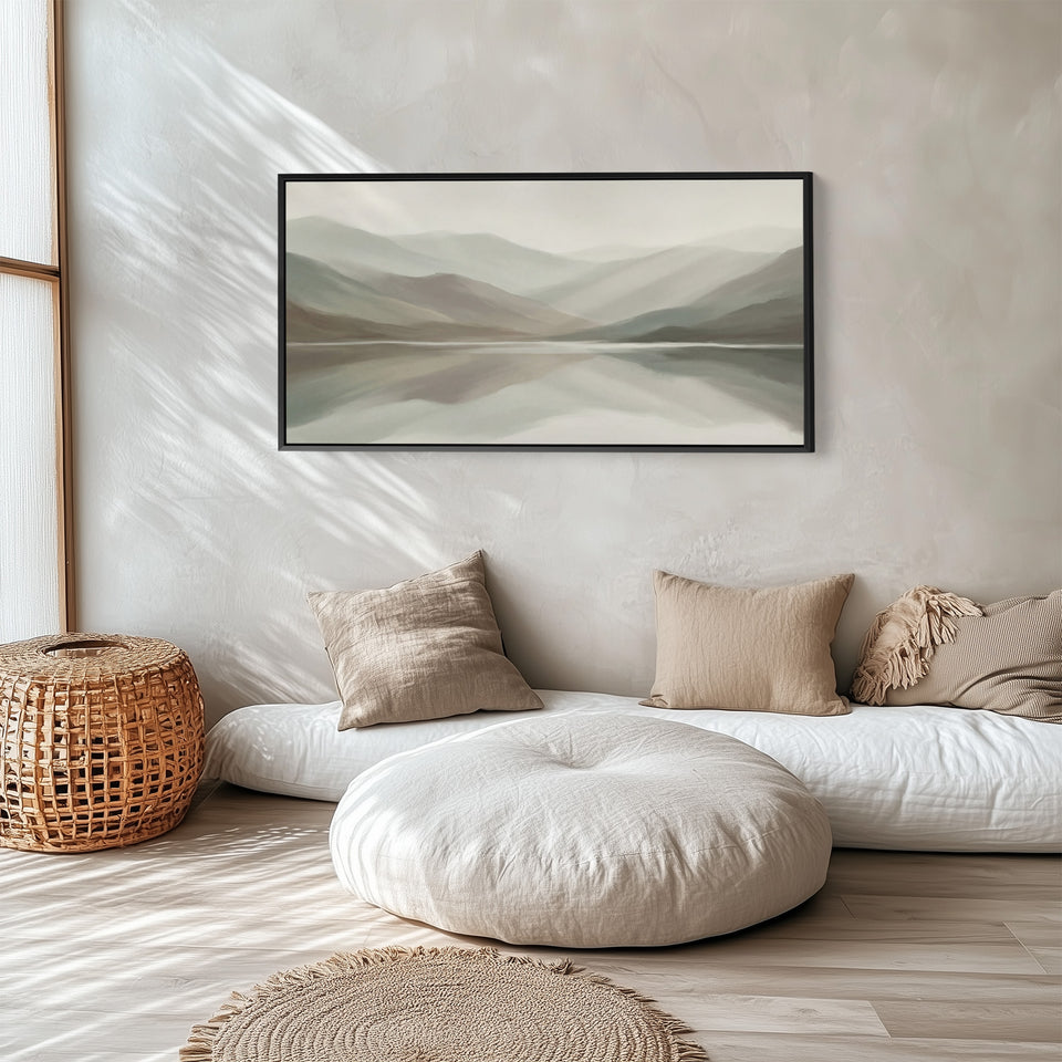 Misty Mountains Above Soft Wall Art Panoramic Canvas Print For Office