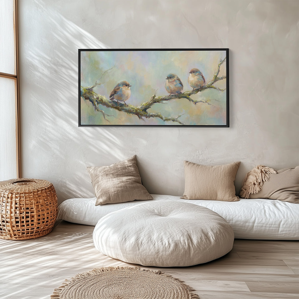 Three Birds Panoramic Wall Art Statement Wall Decor For Office