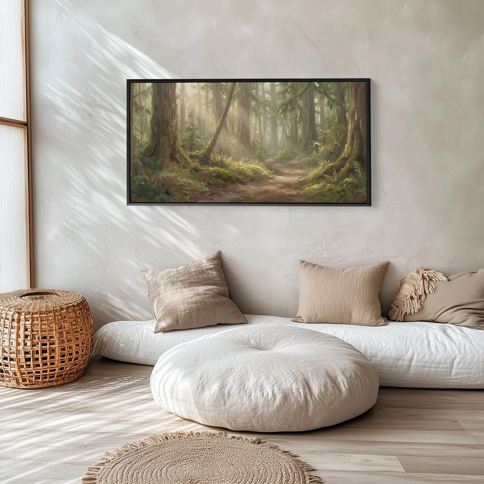 Forest Trail Horizontal Wall Art Panoramic Canvas Print For Bedroom