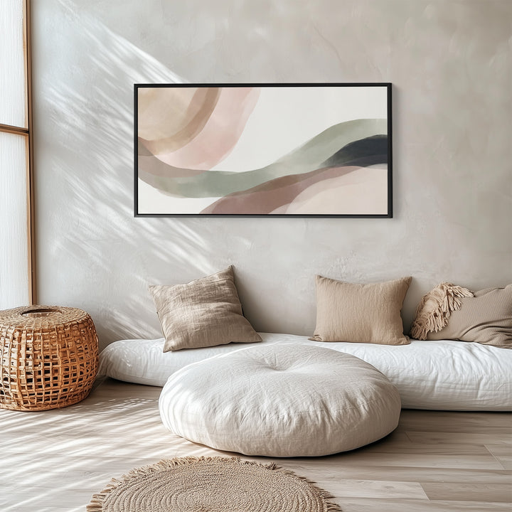 Above Soft Wall Art Abstract Flowing Forms Horizontal Canvas Print Living Room