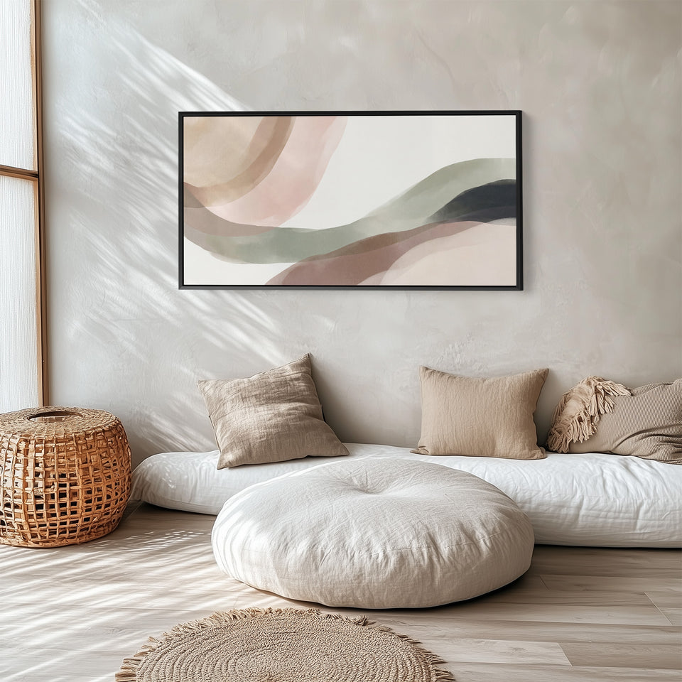 Art mural doux au-dessus Formes abstraites fluides Impression sur toile horizontale pour salon