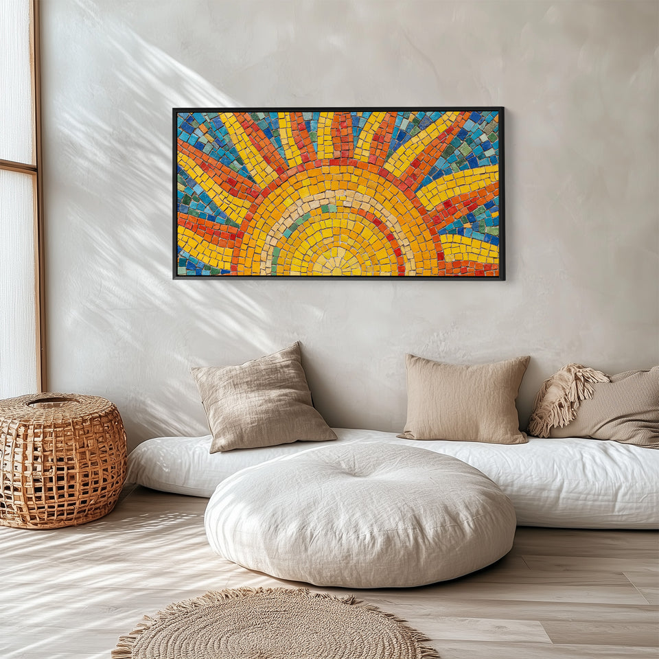 Large Wall Art Mosaic Sunburst Tiles Statement Wall Decor Hallway