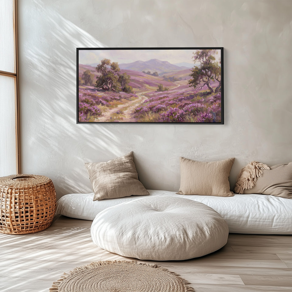 Heather Hills panoramic wall art Extra Wide Canvas Living Room