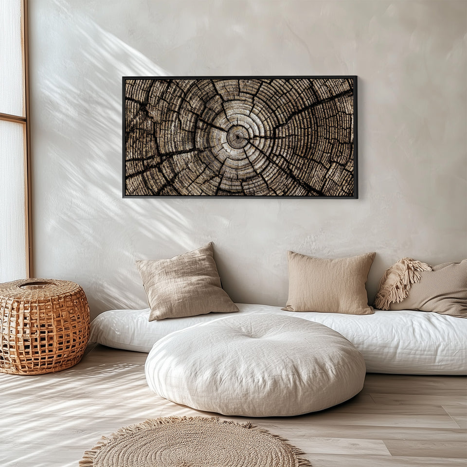 Tree Trunk Rings Large Wall Art Horizontal Canvas Print For Office