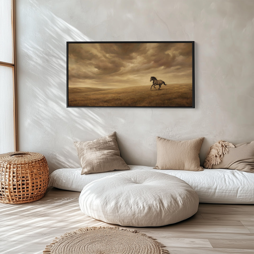 Running Horse Landscape Large Wall Art Statement Wall Decor For Hallway