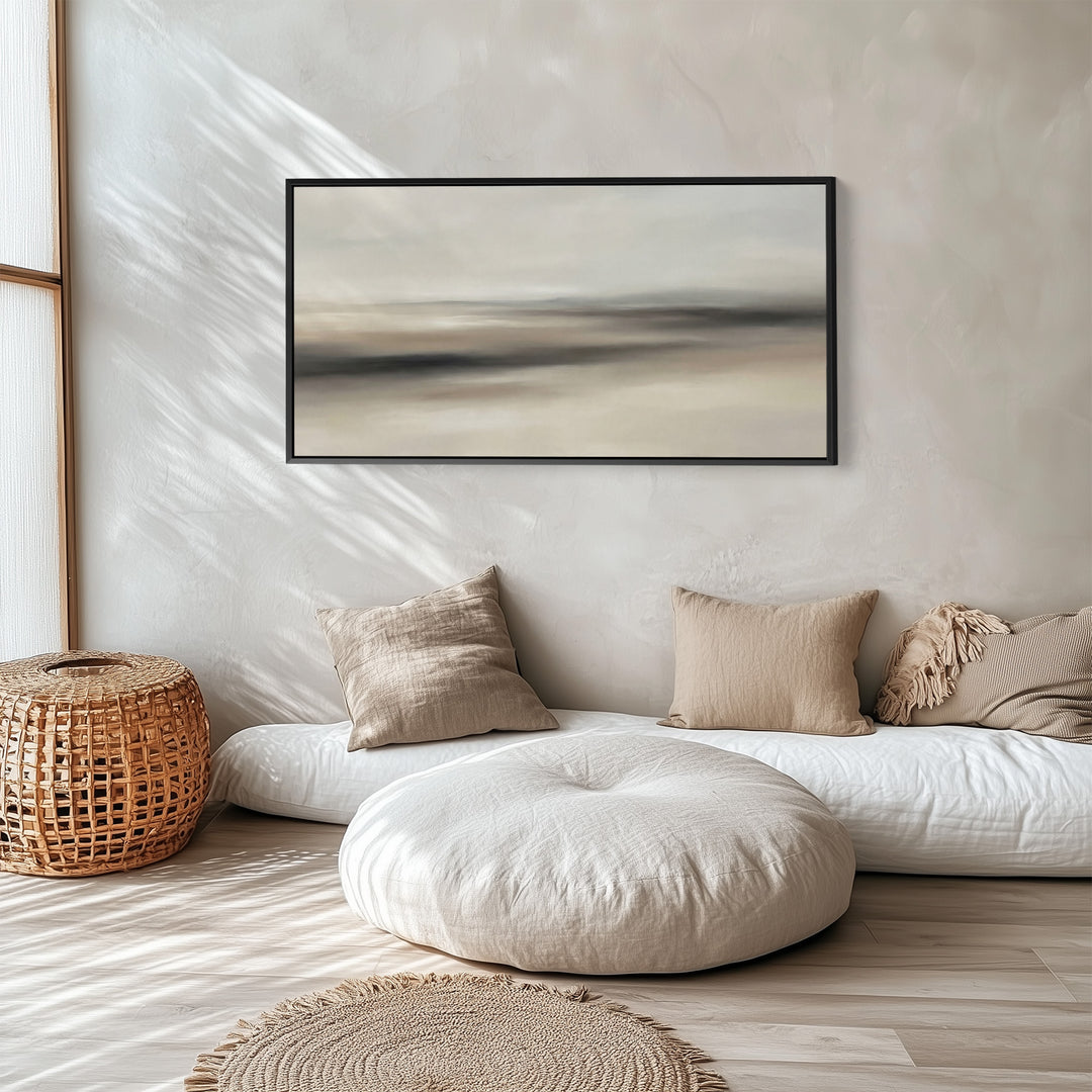 Minimal Seascape wide framed canvas Extra Wide Canvas For Office
