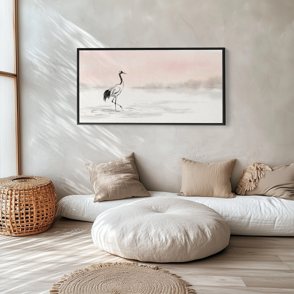 Crane In Water horizontal wall art Statement Wall Decor For Bedroom