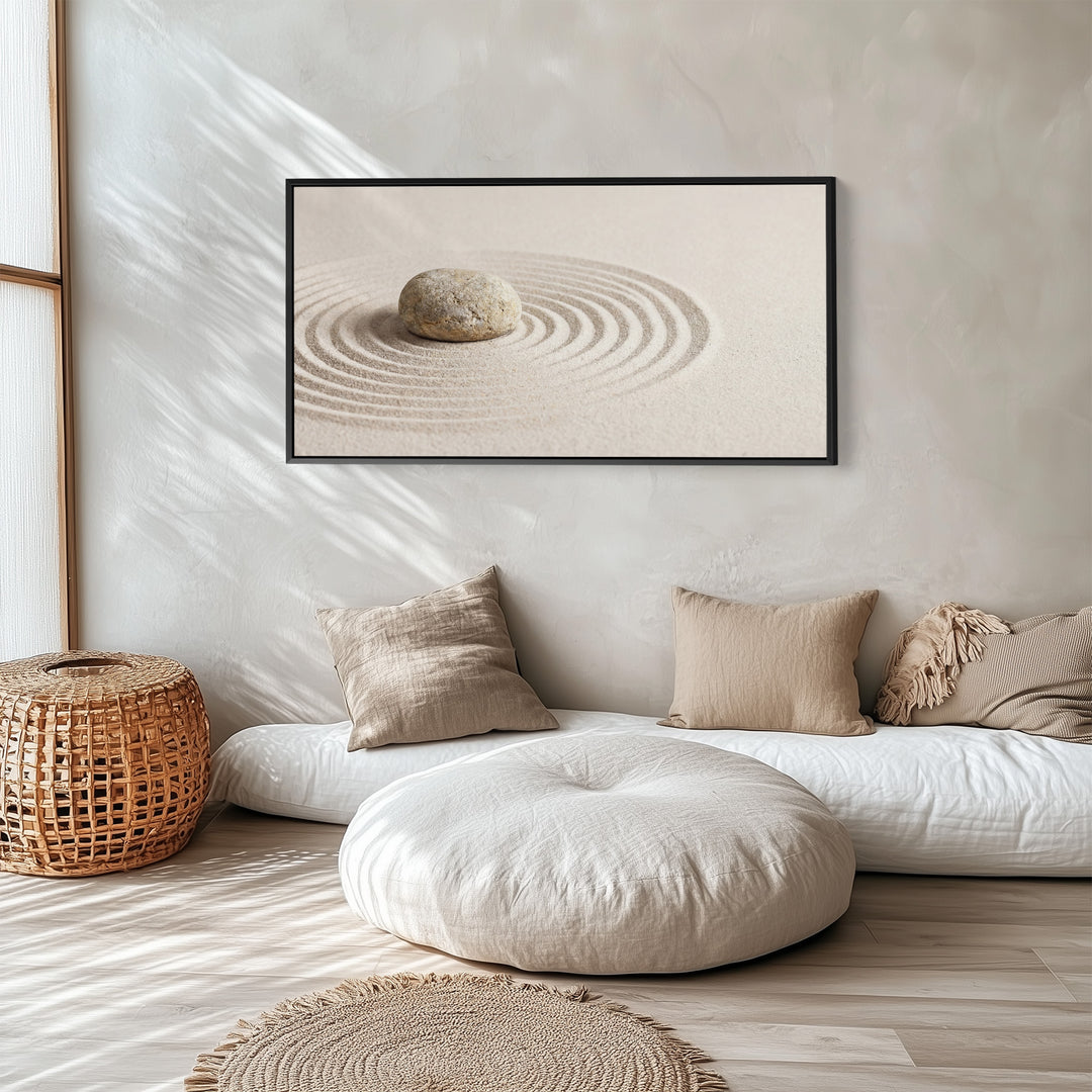 Zen Stone Above Bed Wall Art Horizontal Canvas Print For Living Room