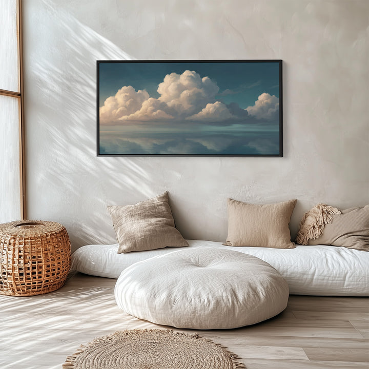 Calm Sea Panoramic Wall Art Horizontal Canvas Print For Living Room
