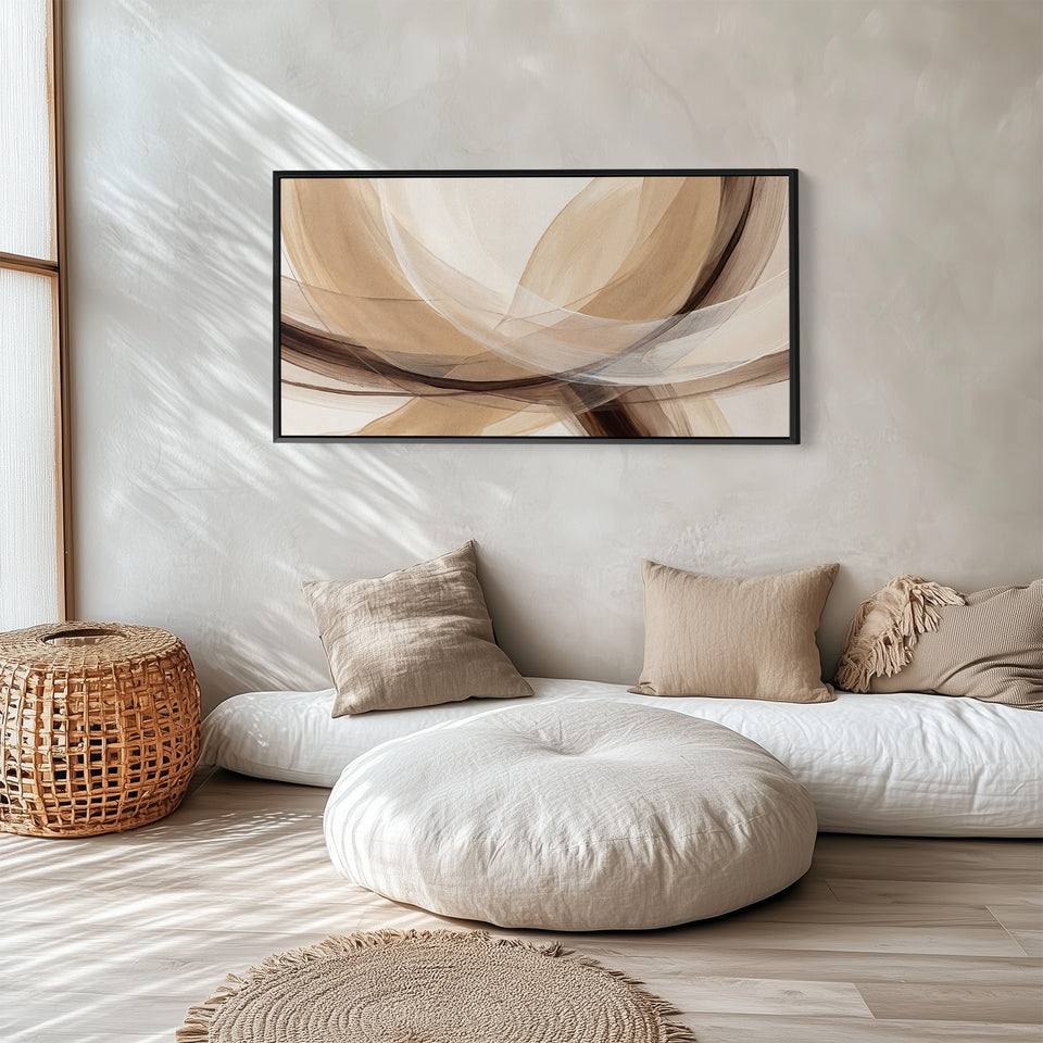 Neutral Arcs Wide Canvas Statement Wall Decor For Living Room