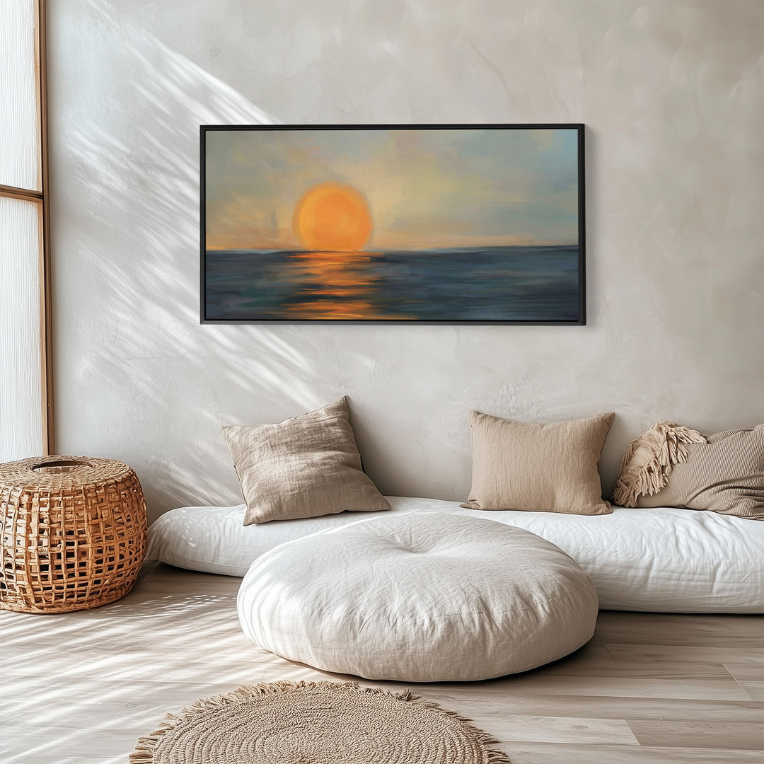 Ocean Sunset Large Wall Art Panoramic Canvas Print For Bedroom