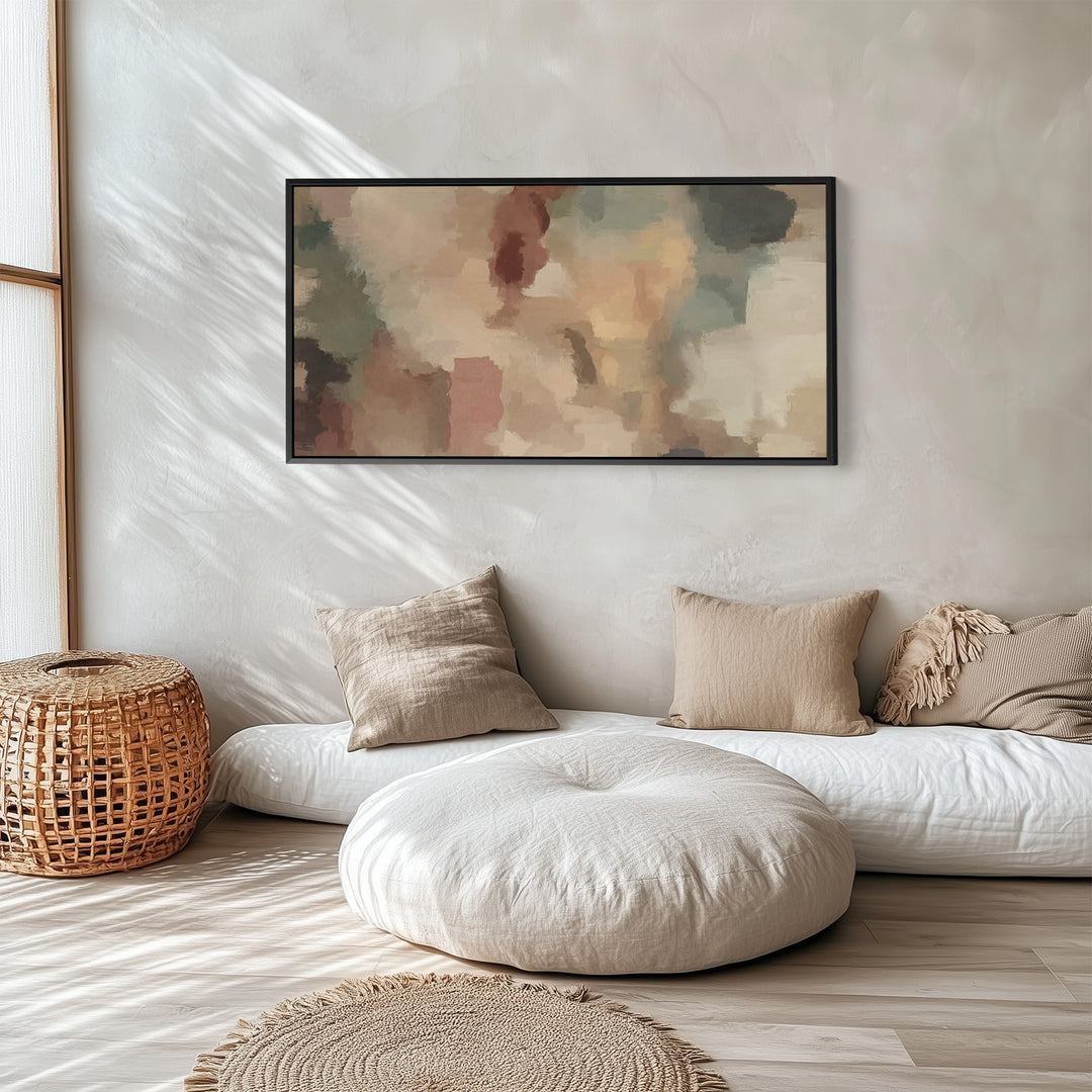 Muted Blocks Panoramic Wall Art Extra Wide Canvas For Office