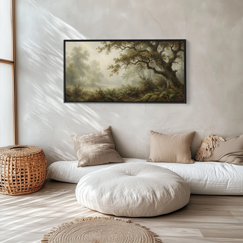 Misty Woodland Wide Framed Canvas Oversized Wall Decor For Living Room