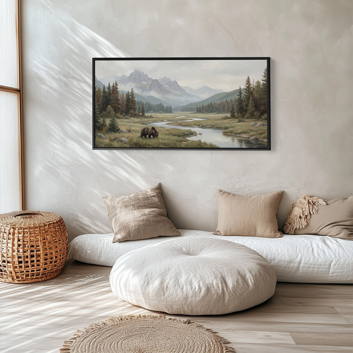 Above Soft Wall Art Bear By Mountain River Statement Wall Decor For Office