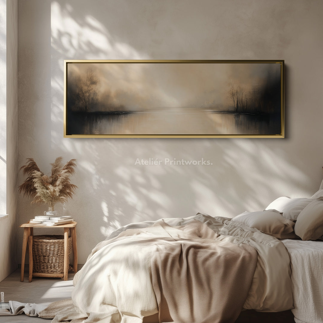 Abstract Beige Long Narrow Horizontal Wall Art - H0018