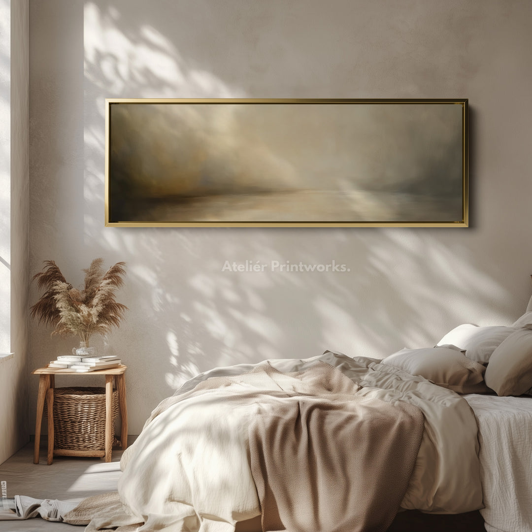 Abstract Beige Oil Painting Horizontal Wall Art - H0022