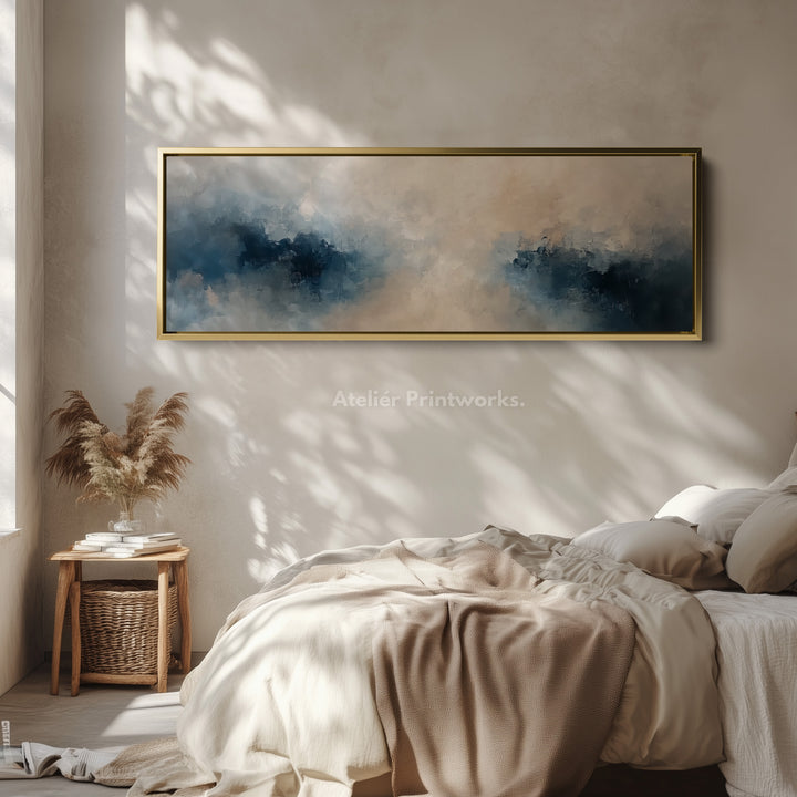 Abstract Cloud Painting Horizontal Wall Art, Long Skinny Wall Decor - H0025