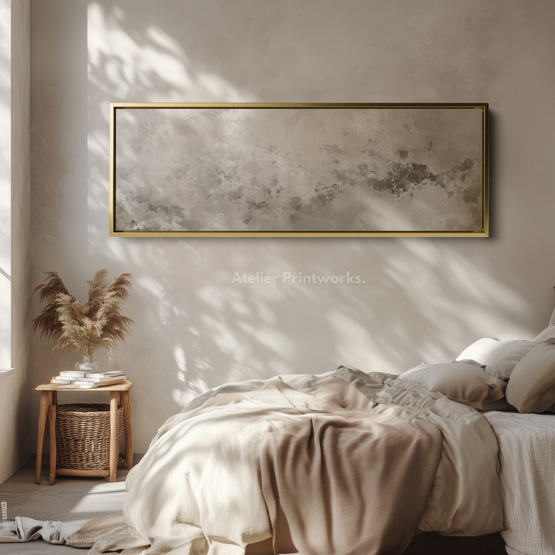 Abstract White & Grey Panoramic Long Narrow Wall Art - H0026