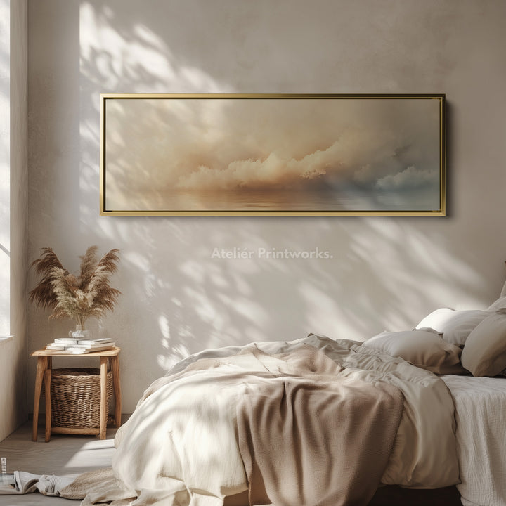 Panoramic Long Narrow Cloud Wall Art Large Framed Canvas - H0056