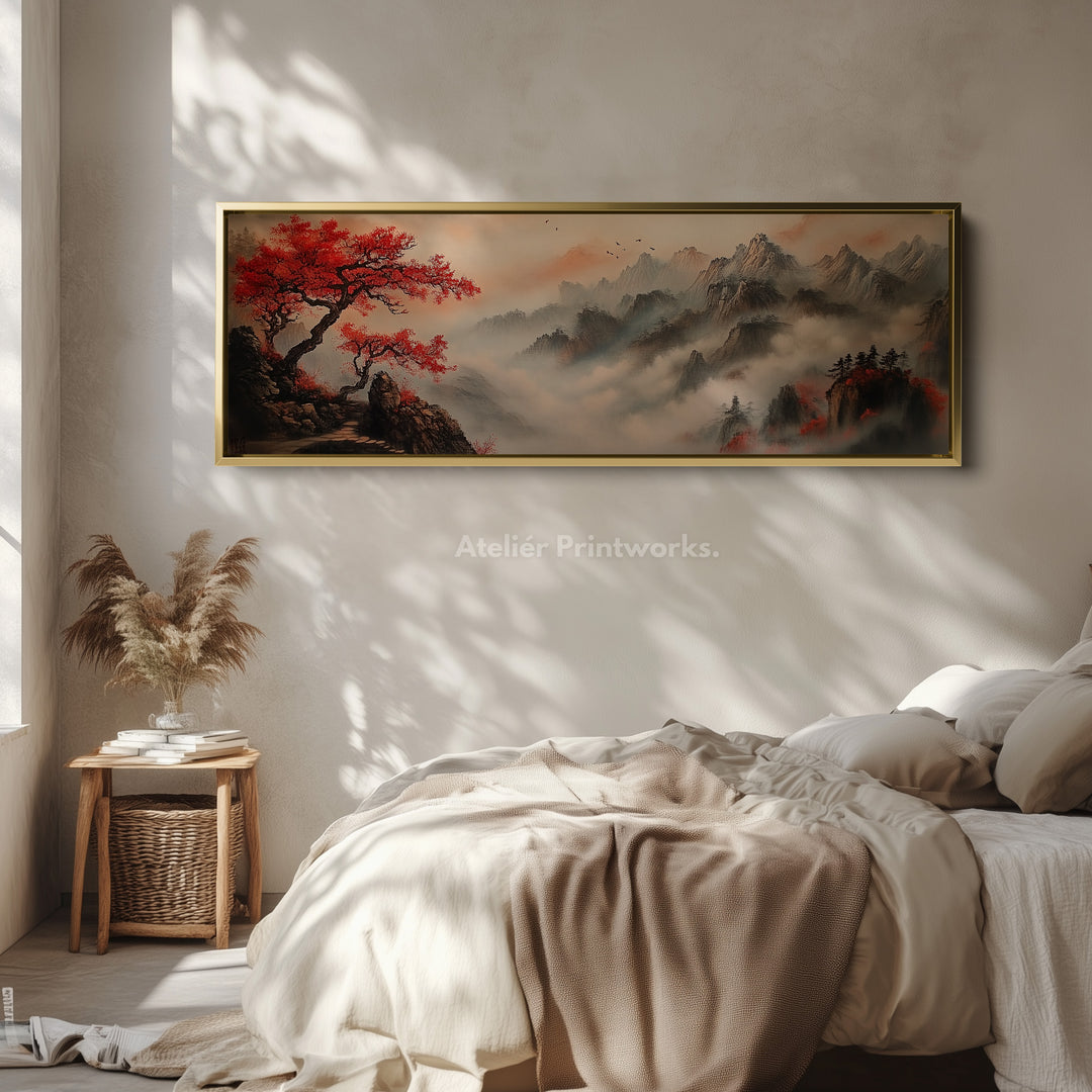 Chinese Landscape Panoramic Wall Art Large Framed Canvas - H0060