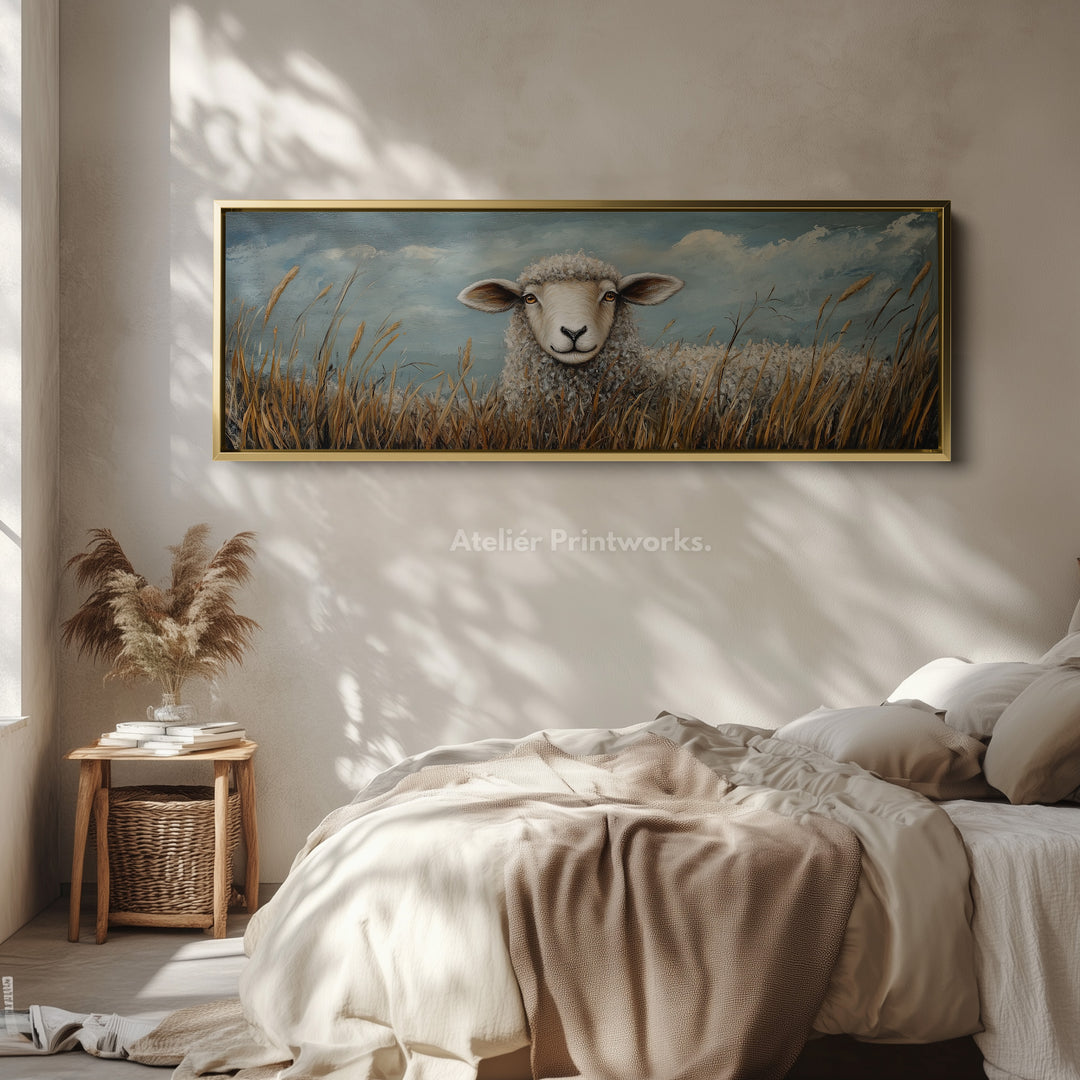 Sheep Horizontal Art Long Wall Hanging Large Canvas - H0067