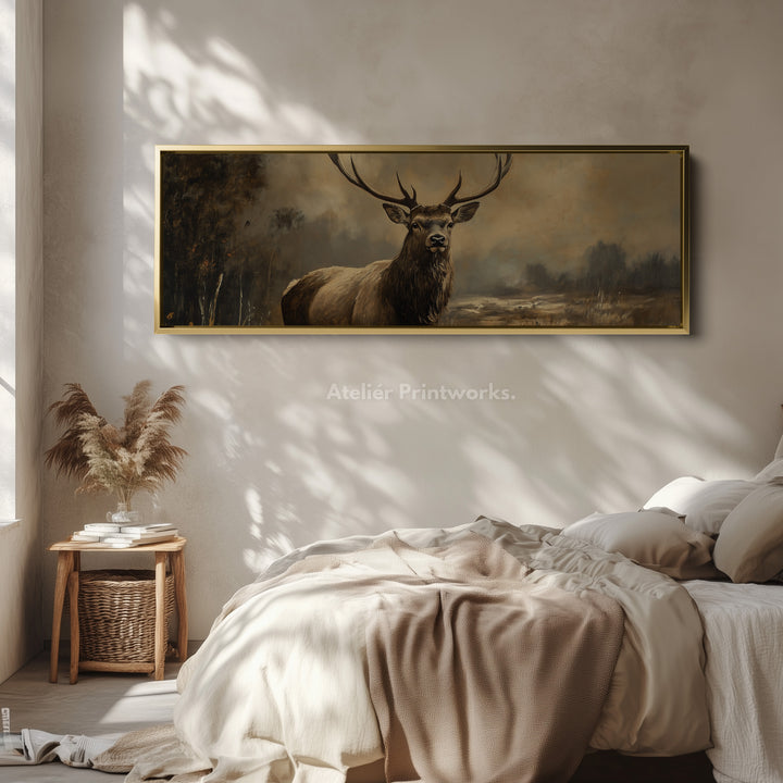 Scottish Stag Horizontal Wall Art Long Canvas Pictures - H0068