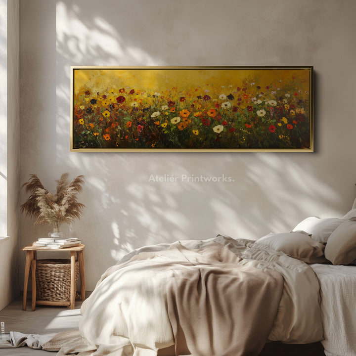 Big Framed Pictures Long Narrow Horizontal Wild Flowers - H0082