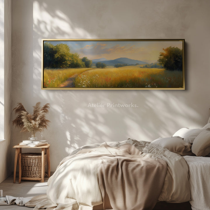 Vintage Wildflower Long Narrow Horizontal Wall Art Large Framed Picture - H0092