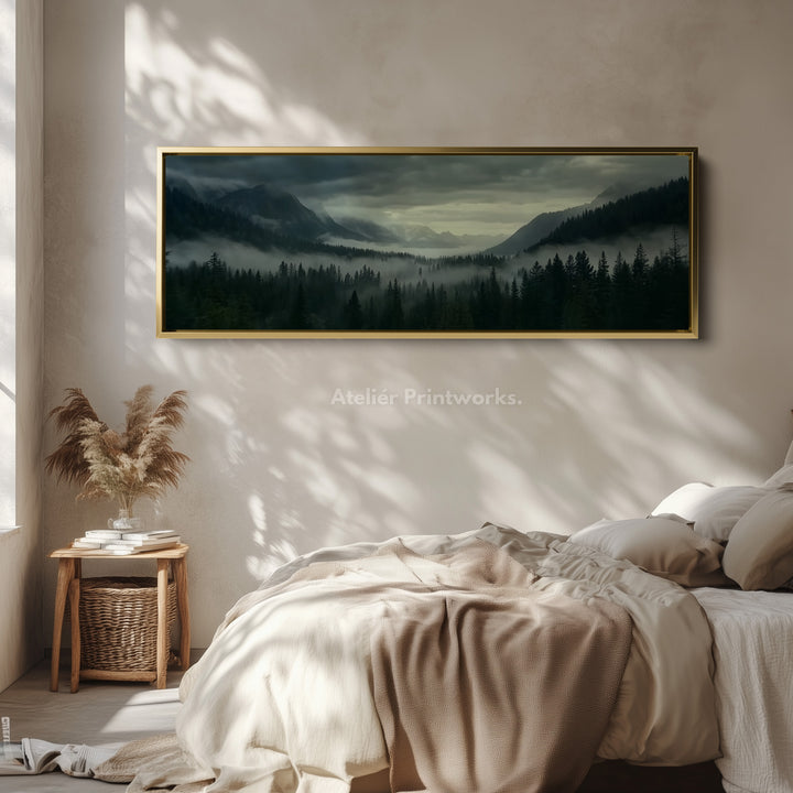 Mountain Forest Large Horizontal Framed Canvas Wall Art - H0107