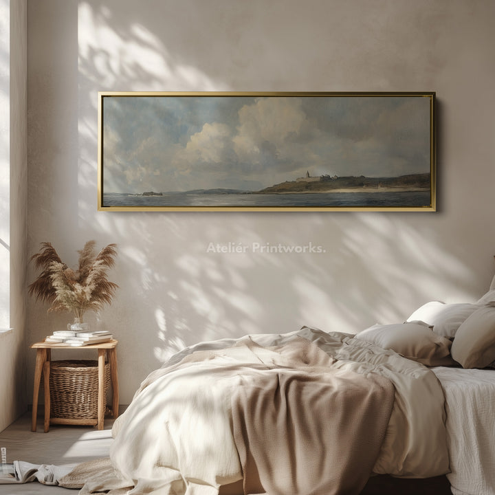 Vintage Landscape Narrow Wide Horizontal Wall Decor Large Framed Canvas - H0115