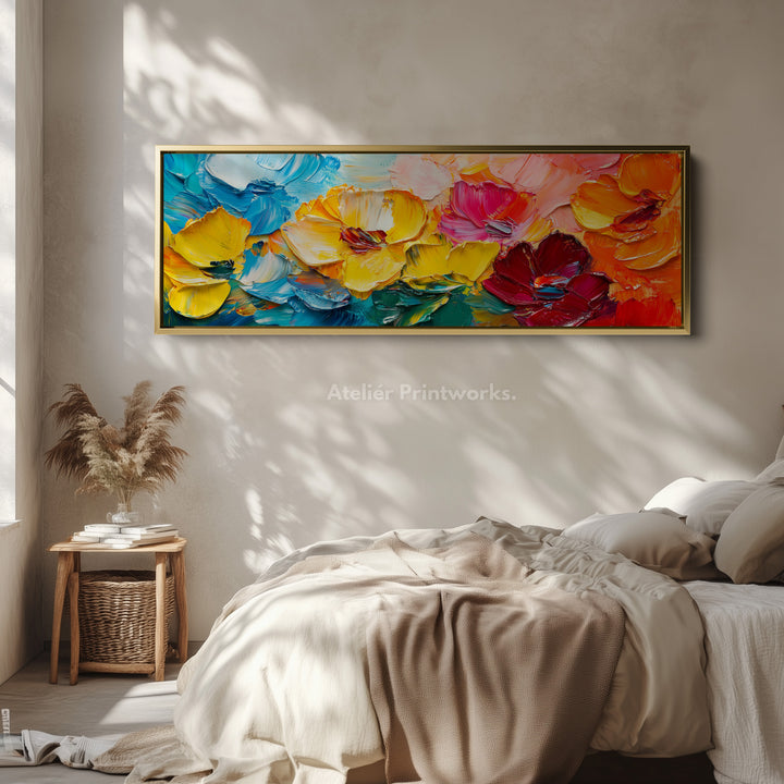 Colourful Abstract Long & Narrow Wall Art Large Framed Canvas - H0118