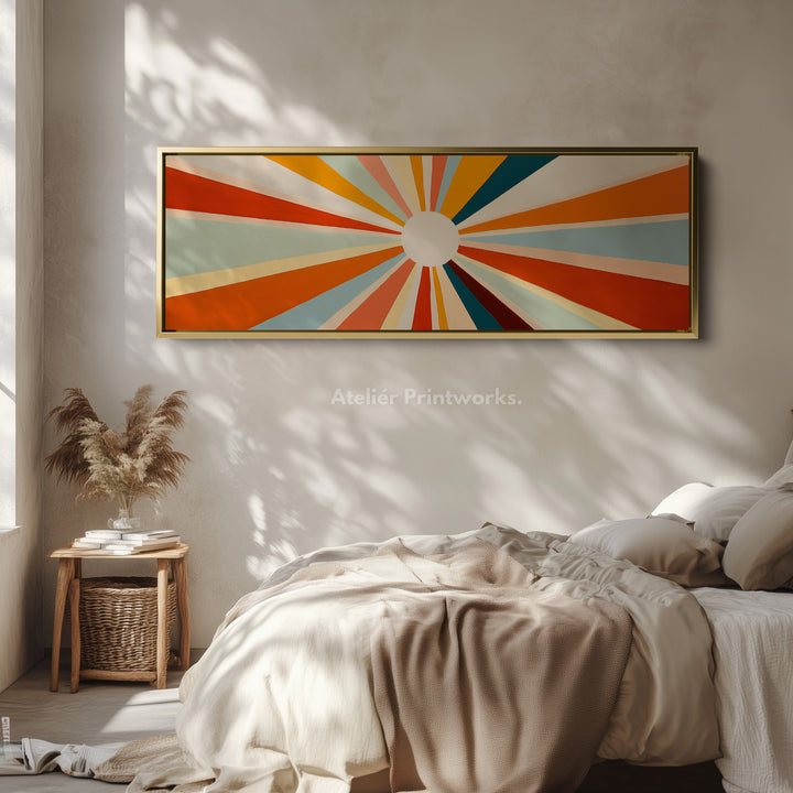 Sunburst Panoramic Framed Canvas Long Wall Art Print - H0134