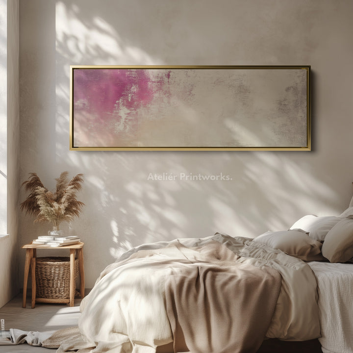 Abstract Pink Pastel Long Horizontal Wall Art Panoramic Wall Art - H0138